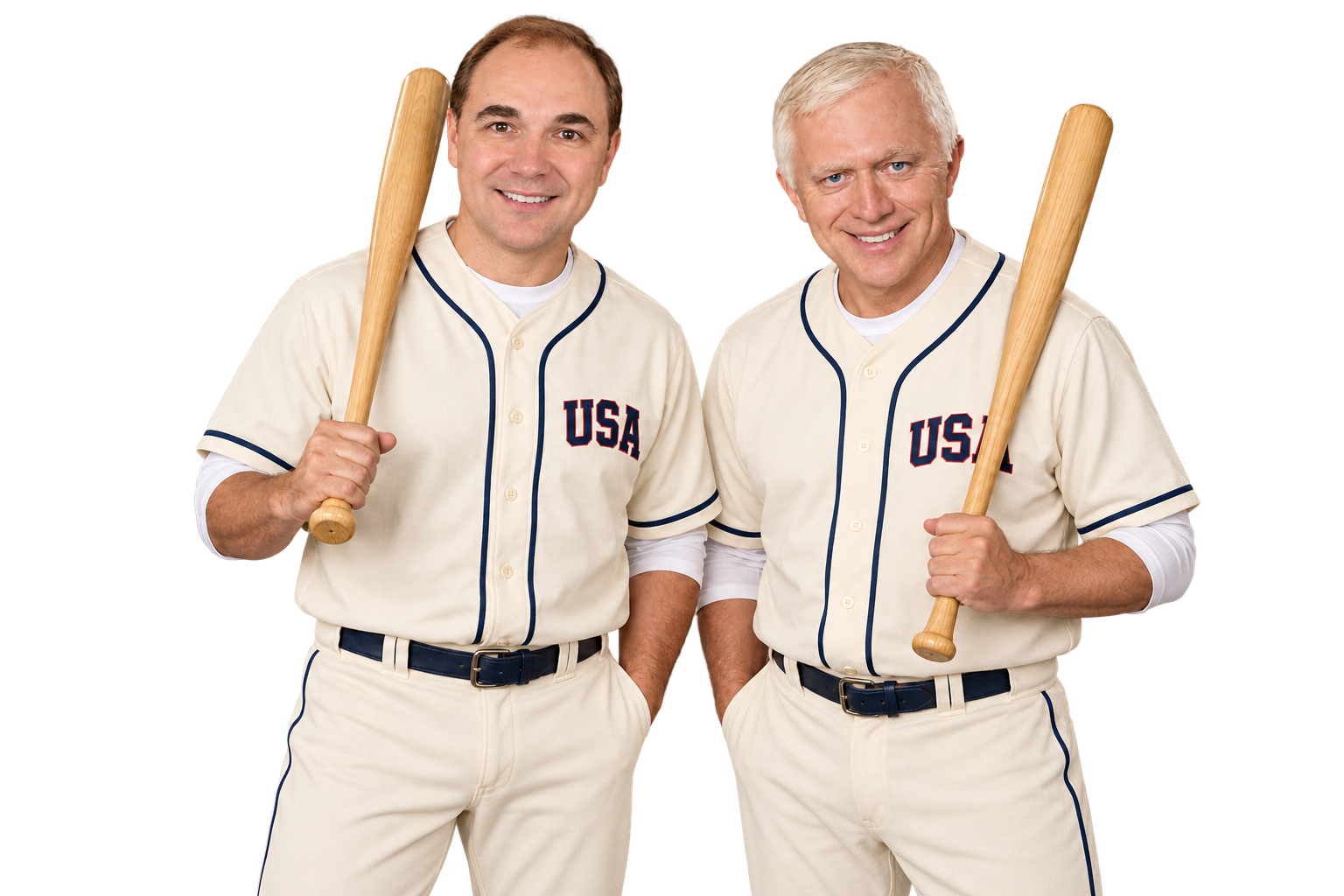 Pavel L. Paromov and Judge William P. Joyce holding baseball bats